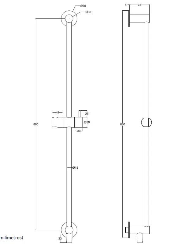 Waterevolution Flow glijstangset met handdouche 800mm mat zwart T1661PR