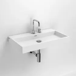 Clou Wash Me wastafel met 3 voorbewerkte kraangaten zonder plug mineral marmer