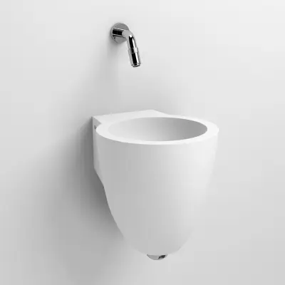 Clou Flush 6 fontein met voorbewerkt kraangat met plug en bekersifon solid surface