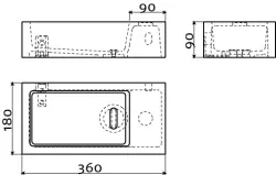 Clou Flush fontein (flush 3) met voorbewerkt kraangat rechts met plug solid surface