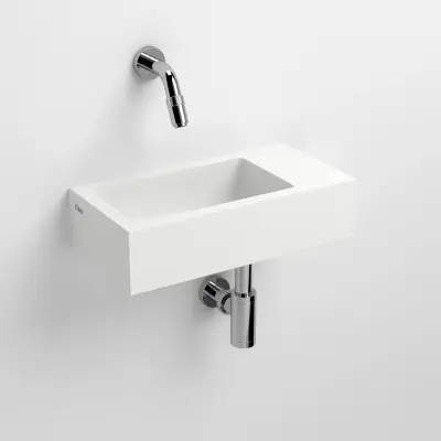 Clou Flush fontein (flush 3) met voorbewerkt kraangat rechts met plug solid surface