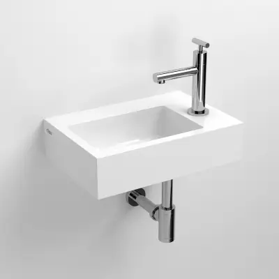 Clou Flush 2 fontein 36cm met voorbewerkt kraangat met plug mineral marmer