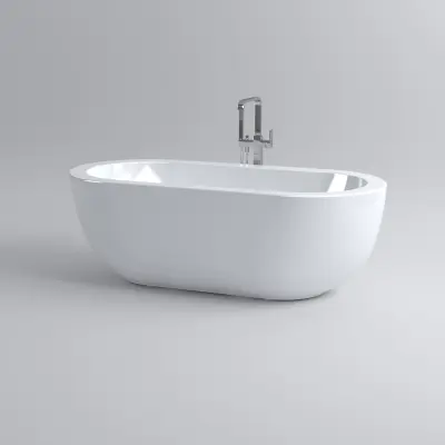 Clou InBe vrijstaand ligbad ovaal met stop/go plug en sifon ovaal wit acryl
