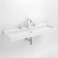 Clou Wash Me wastafel met 7 voorbewerkte kraangaten zonder plug mineral marmer