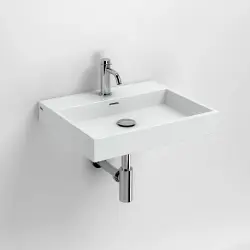 Clou Wash Me wastafel met 3 voorbewerkte kraangaten zonder plug wit keramiek