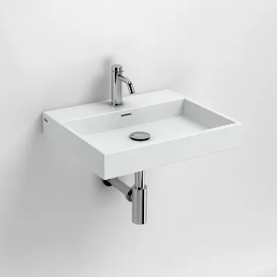 Clou Wash Me wastafel met 3 voorbewerkte kraangaten zonder plug wit keramiek