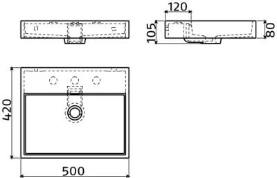 Clou Wash Me wastafel met 3 voorbewerkte kraangaten zonder plug wit keramiek