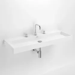 Clou Wash Me wastafel met 7 voorbewerkte kraangaten zonder plug solid surface