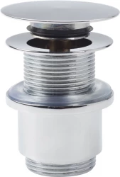 Clou InBe stop/go afvoerplug voor wastafels met platte afdekkap zonder overloopgat rond chroom