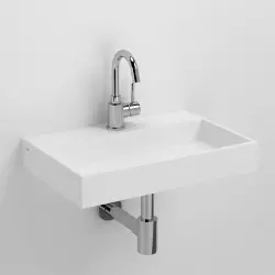 Clou Mini Wash Me fontein met voorbewerkt kraangat zonder plug solid surface