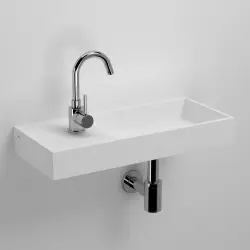 Clou Mini Wash Me fontein met voorbewerkt kraangat links zonder plug solid surface