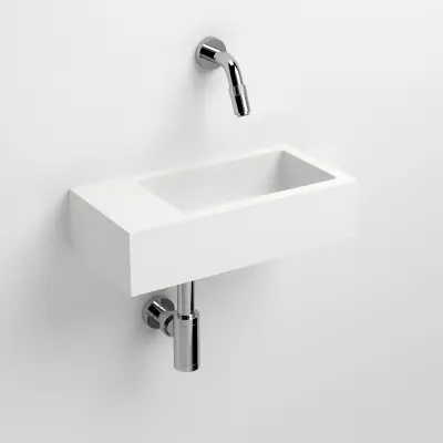 Clou Flush fontein met voorbewerkt kraangat links met plug solid surface