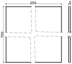 Clou Look at Me spiegel 5mm dik f.p. geslepen zonder ophangsysteem TechnicalDrawing-Basic