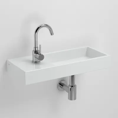 Clou Mini Wash Me fontein 56cm met kraangat links zonder plug wit keramiek