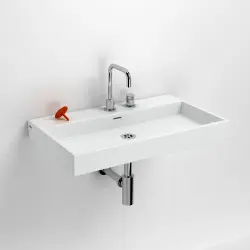 Clou Wash Me wastafel met 3 voorbewerkte kraangaten zonder plug wit keramiek