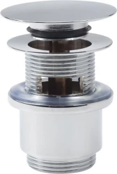 Clou InBe stop/go afvoerplug voor wastafels met platte afdekkap met overloopgat rond chroom