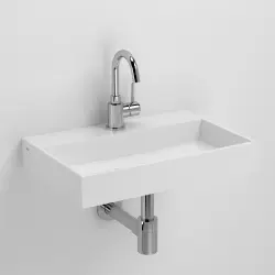 Clou Mini Wash Me fontein met voorbewerkt kraangat zonder plug mineral marmer