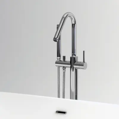 Clou Xo vrijstaande badmengkraan type 7 met handdouche chroom