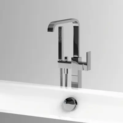 Clou Xo vrijstaande badmengkraan type 3 met handdouche chroom
