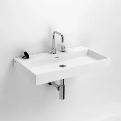 Clou Wash Me wastafel met 3 voorbewerkte kraangaten zonder plug solid surface