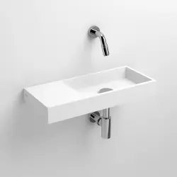 Clou Mini Wash Me fontein met voorbewerkt kraangat links zonder plug solid surface