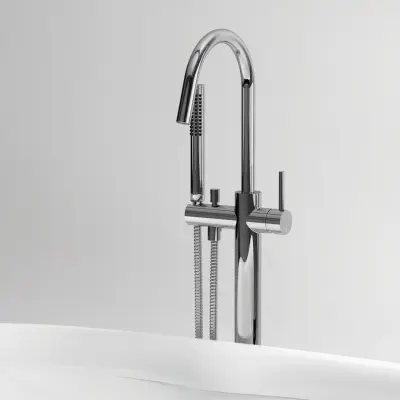 Clou Xo vrijstaande badmengkraan type 1 met handdouche chroom