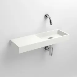 Clou Mini Wash Me fontein met voorbewerkt kraangat links zonder plug solid surface