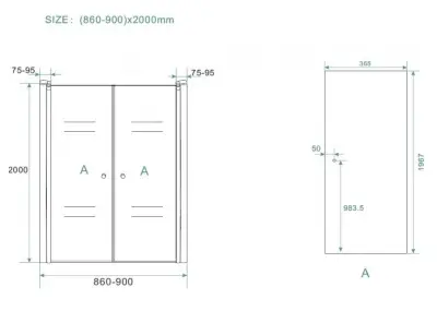 Stern Schuif hoekinstap 100x100 cm zilver helder glas ST4284