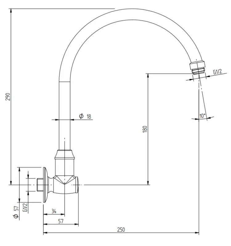 Zazzeri klassieke douchearm  265 mm chroom  2900BR01A00CRCR