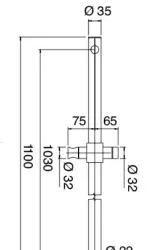 Zazzeri z-point mat zwarte glijstang 110cm metaal 6800A414A003131