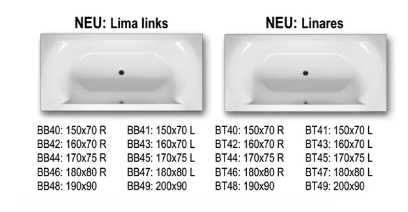 Riho Linares ligbad 180x80cm wit met dunne rand BT46