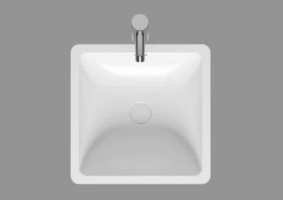 Riho Avella opbouwwastafel vierkant mat wit B42xH14cm met waste F7AN6042421110