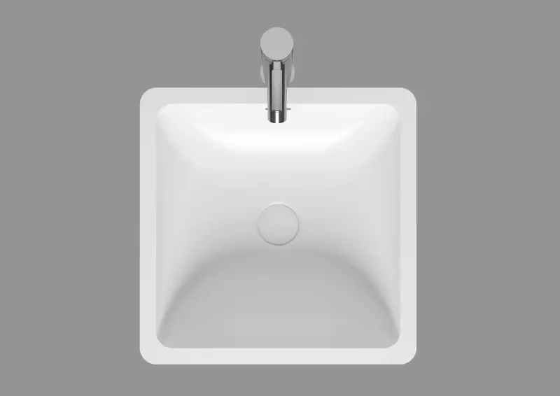 Riho Avella opbouwwastafel vierkant mat wit B42xH14cm met waste F7AN6042421110