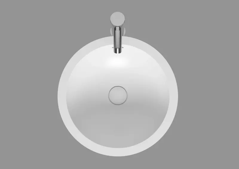 Riho Avella opbouwwastafel rond mat wit B42xH14cm met waste F7AN6042421114