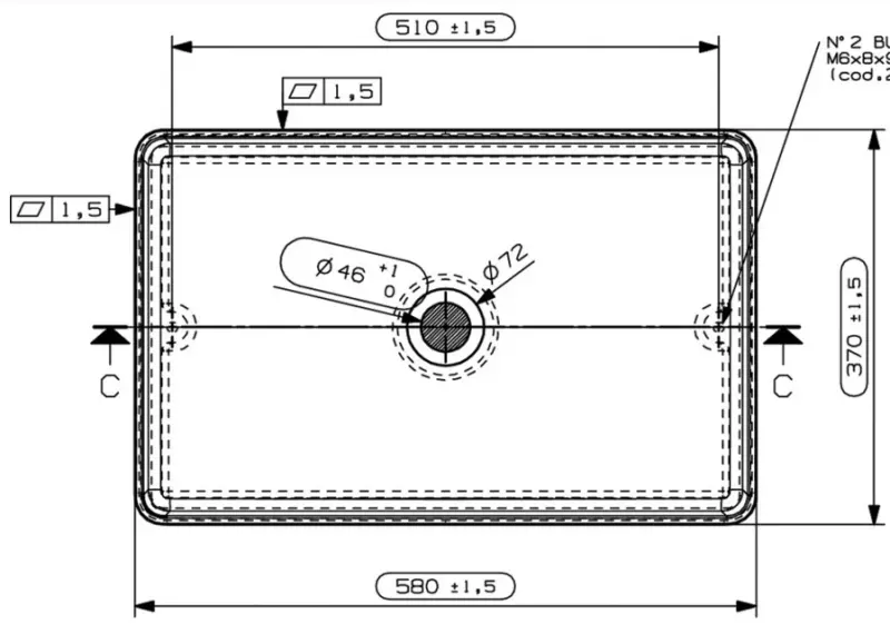 Solid-S Small opbouwwastafel rechthoek mat wit B58xL37xH13cm zonder overloop SOL106081