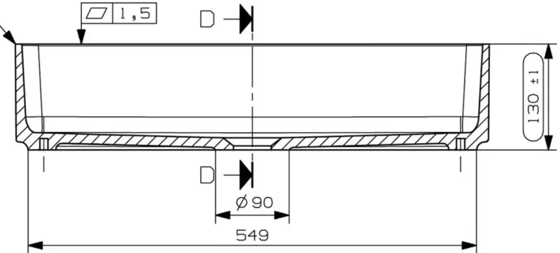 Solid-S Small opbouwwastafel rechthoek mat wit B58xL37xH13cm zonder overloop SOL106081