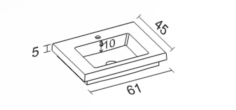 RIHO Bellizzi wastafel 61x45, 1 kraangat, wit F7DE206045111