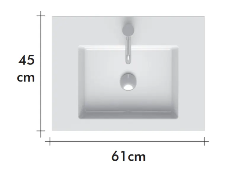 RIHO Bellizzi wastafel 61x45, 1 kraangat, wit F7DE206045111