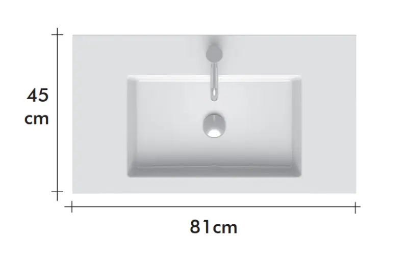 RIHO Bellizzi wastafel 81x45, 1 kraangat wit F7DE208045111