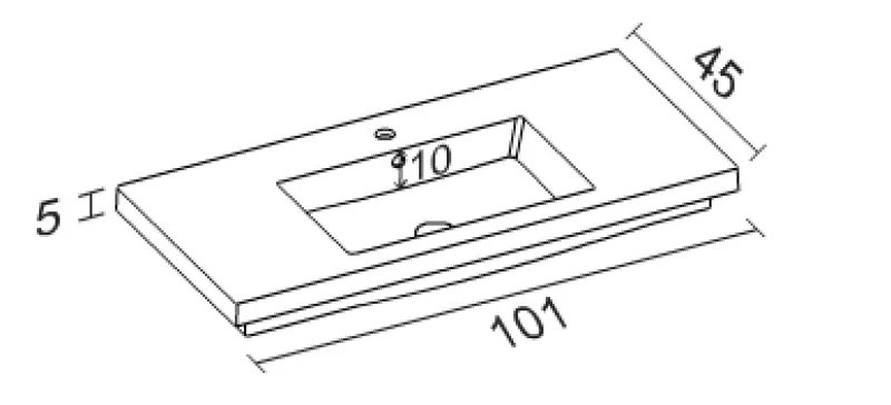 RIHO Bellizzi wastafel 101x45, 1 kraangat wit F7DE210045111