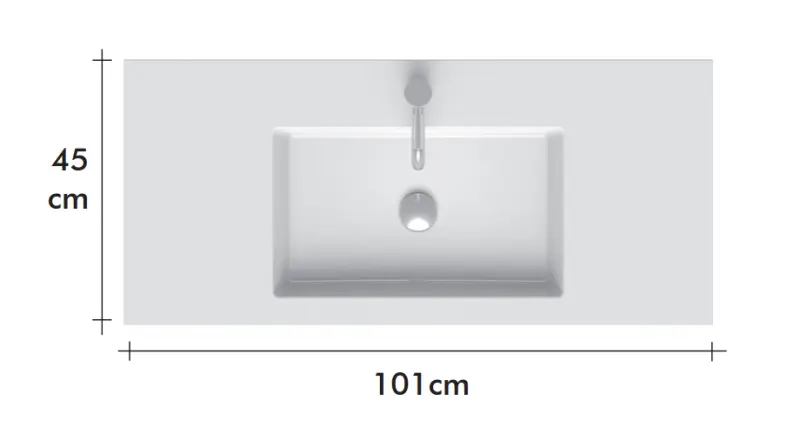 RIHO Bellizzi wastafel 101x45, 1 kraangat wit F7DE210045111