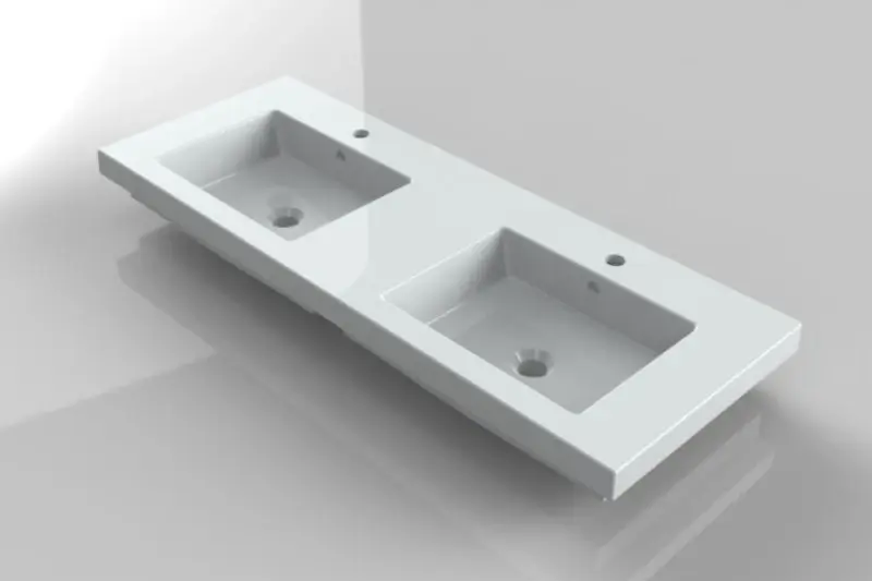 RIHO Bellizzi wastafel 121x45 2 kraangaten wit F7DE212045122