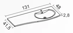 RIHO Celano wastafel 131x48x41,5, 1 kraangaat rechts wit F7CE113050112