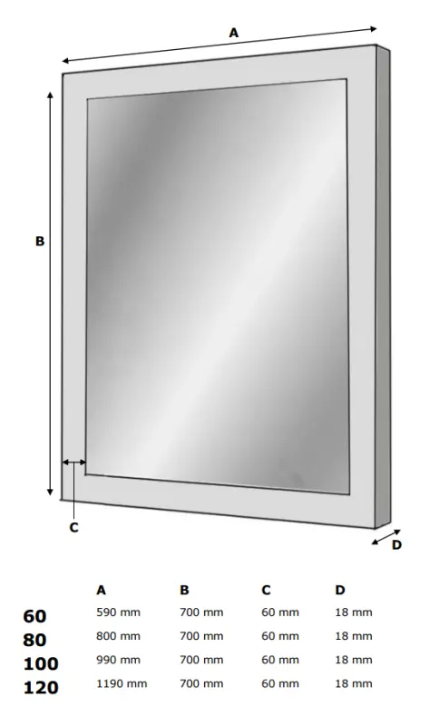 Stern Wood spiegel Grey Oak 160x70cm SW30096