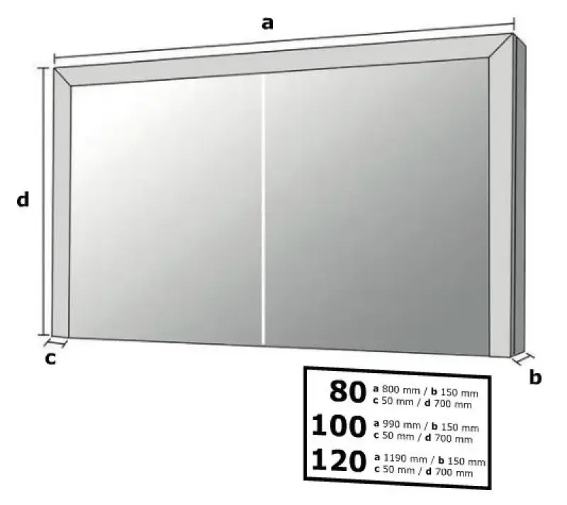 Stern Wood spiegelkast Grey Oak 120cm deuren SW70511