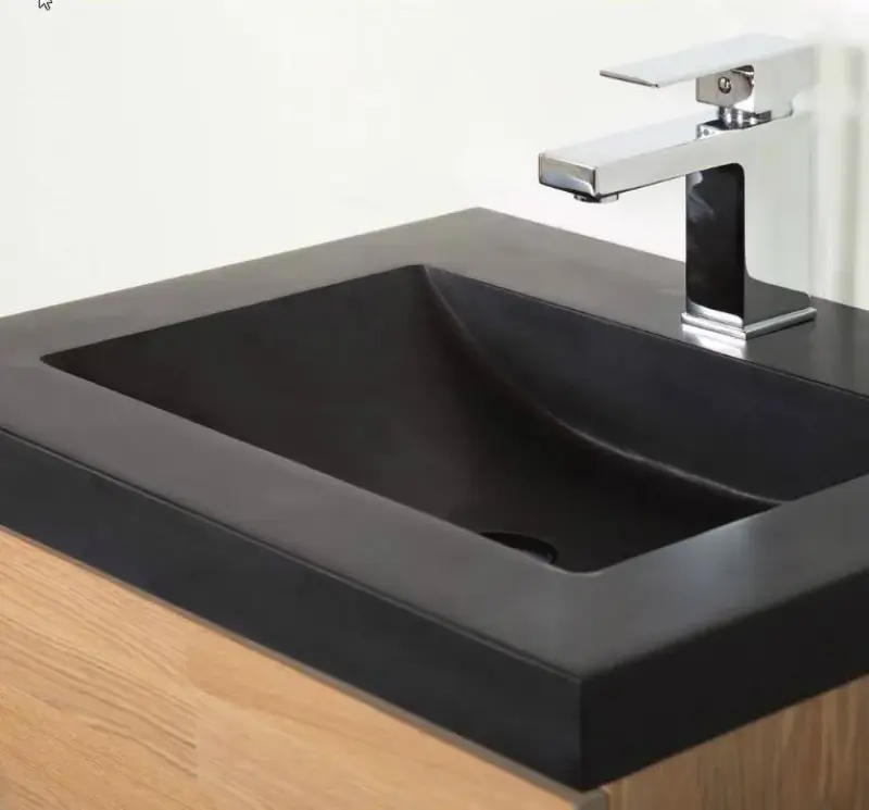 Stern Wood massief eiken badmeubelset 60x39cm wastafel zwart 1 krg SW11022846