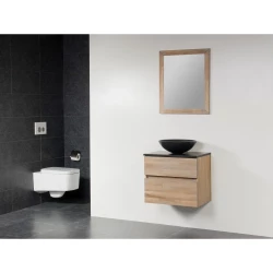 Stern Wood massief eiken badmeubelset 60x39cm met afdekplaat corestone SW11022806