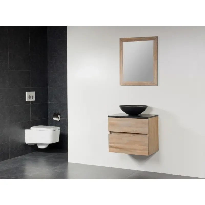 Stern Wood massief eiken badmeubelset 60x39cm met afdekplaat corestone SW11022806