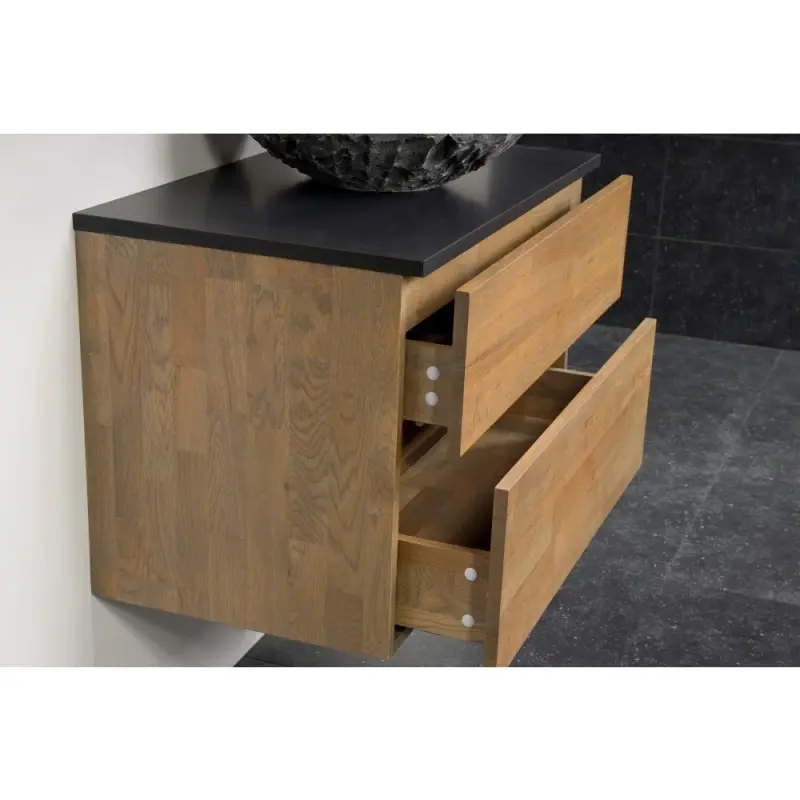 Stern Wood massief eiken badmeubelset 80x39cm met afdekplaat corestone SW11042807