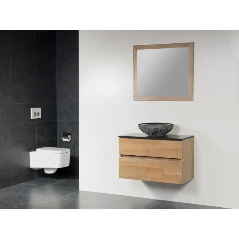Stern Wood massief eiken badmeubelset 80x39cm met afdekplaat corestone SW11042807